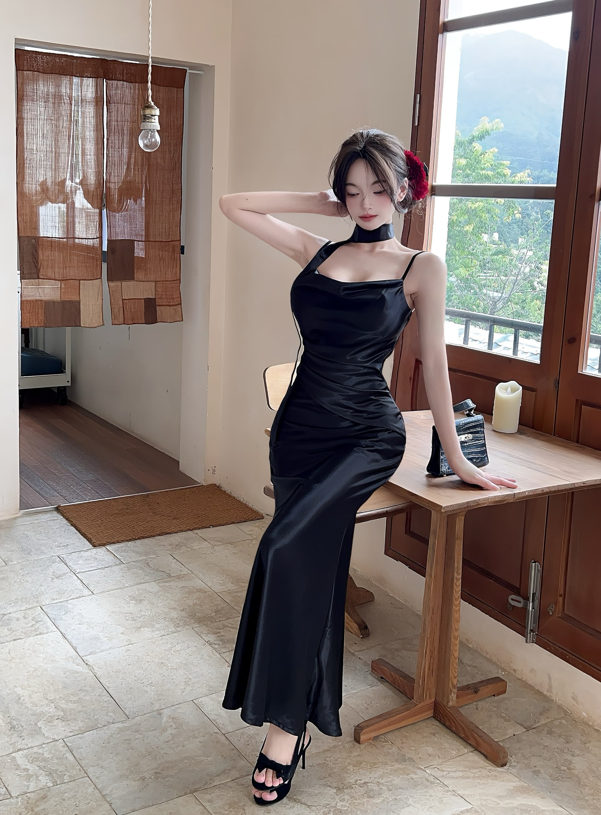 실사 고급 센스 프랑스식 아름다운 섹시함 순수한 욕망 타이트 스커트 인어 꼬리 중간 길이 페이크 레이어드 새틴 예복 기본 스커트 상세 이미지 64
