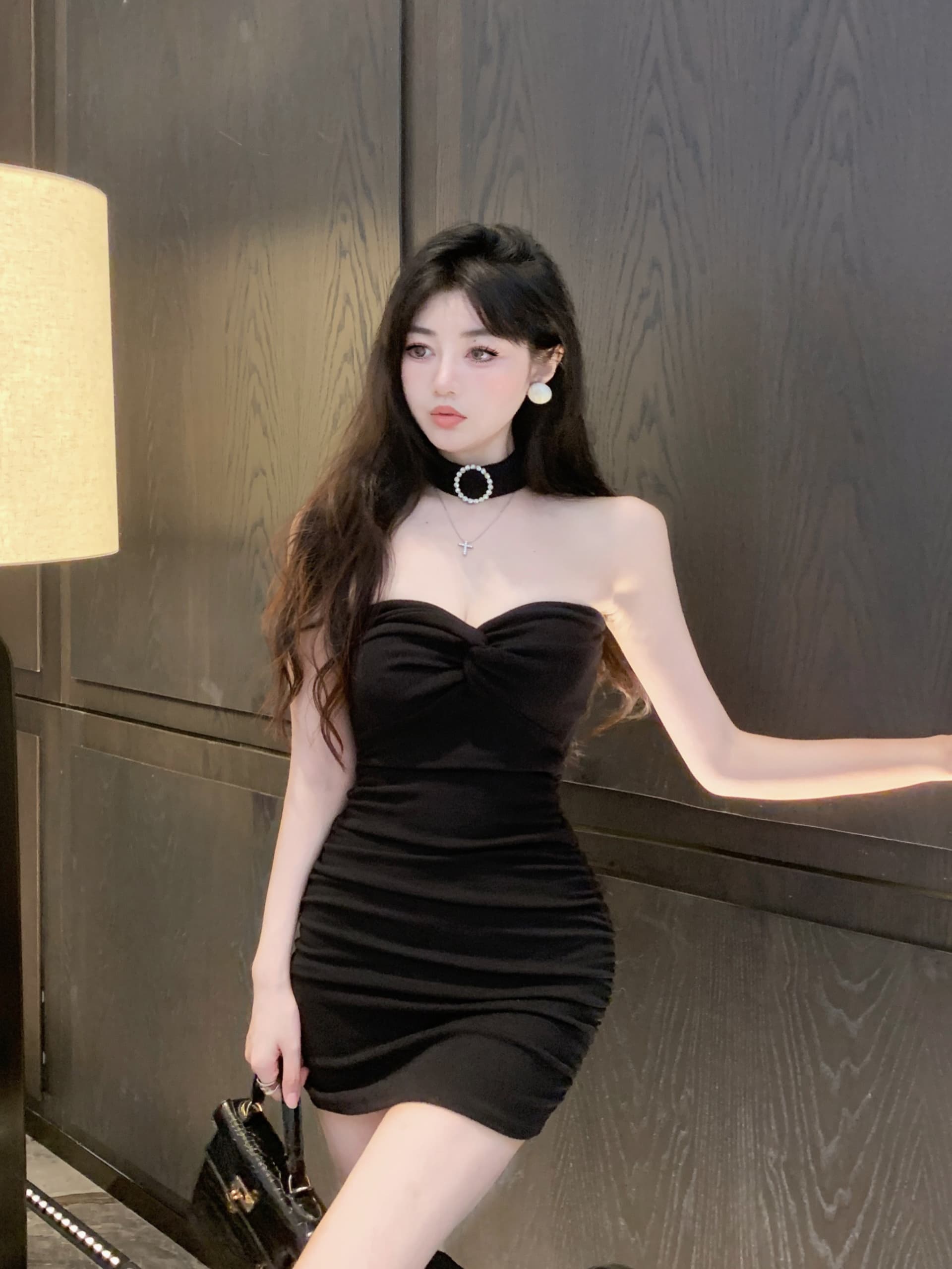 실사 핫걸 섹시함 튜브탑 여성 드레스 2026 새로운 타이트 스커트 디자인 센스 작은 대중 외국 가스 슬림해 보이는 치마 상세 이미지 3