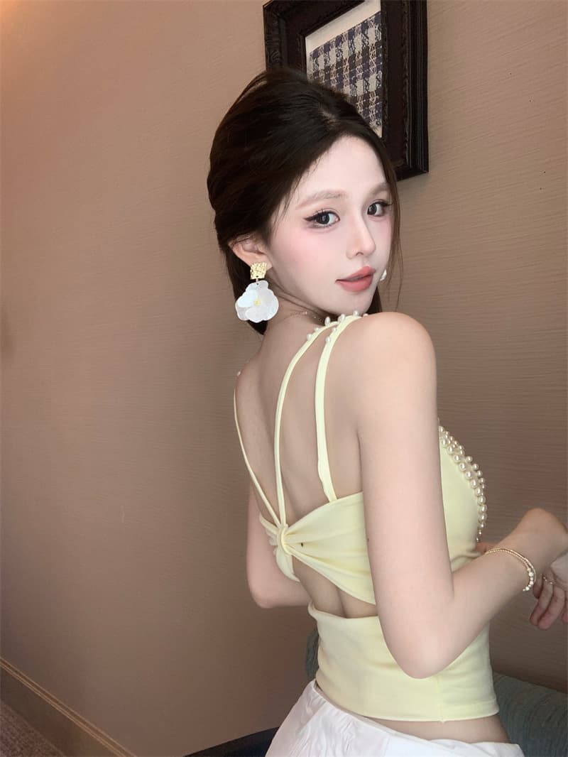 실사 정가 새로운 무거운 작업 진주 달콤한 핫걸 작은 슬링 슬림해 보이는 섹시함 조끼 켜기 벨트 가슴 패드 이미지 2