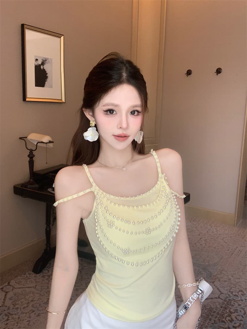 실사 정가 새로운 무거운 작업 진주 달콤한 핫걸 작은 슬링 슬림해 보이는 섹시함 조끼 켜기 벨트 가슴 패드 상세 이미지 1