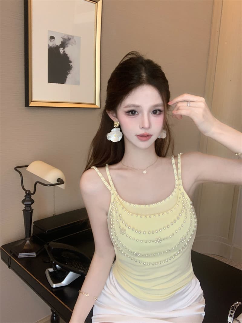 실사 정가 새로운 무거운 작업 진주 달콤한 핫걸 작은 슬링 슬림해 보이는 섹시함 조끼 켜기 벨트 가슴 패드 상세 이미지 2