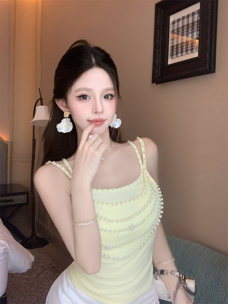 실사 정가 새로운 무거운 작업 진주 달콤한 핫걸 작은 슬링 슬림해 보이는 섹시함 조끼 켜기 벨트 가슴 패드 상세 이미지 3