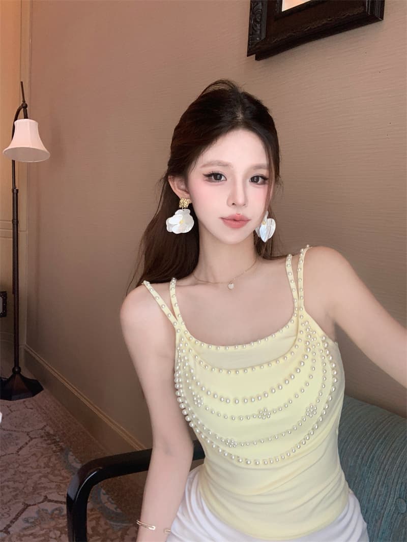 실사 정가 새로운 무거운 작업 진주 달콤한 핫걸 작은 슬링 슬림해 보이는 섹시함 조끼 켜기 벨트 가슴 패드 상세 이미지 6
