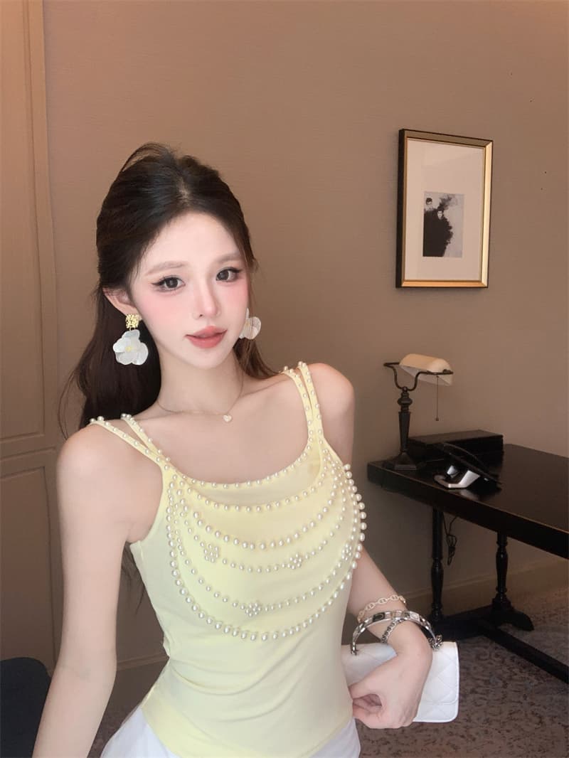 실사 정가 새로운 무거운 작업 진주 달콤한 핫걸 작은 슬링 슬림해 보이는 섹시함 조끼 켜기 벨트 가슴 패드 상세 이미지 9