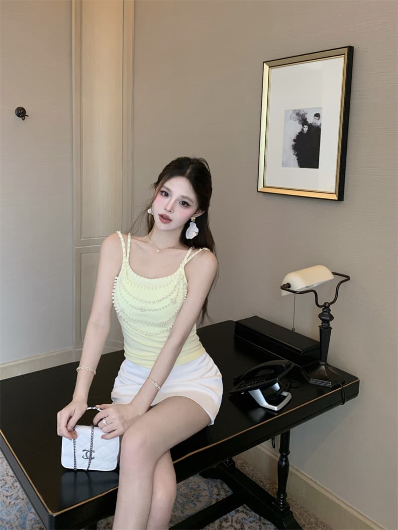 실사 정가 새로운 무거운 작업 진주 달콤한 핫걸 작은 슬링 슬림해 보이는 섹시함 조끼 켜기 벨트 가슴 패드 상세 이미지 14