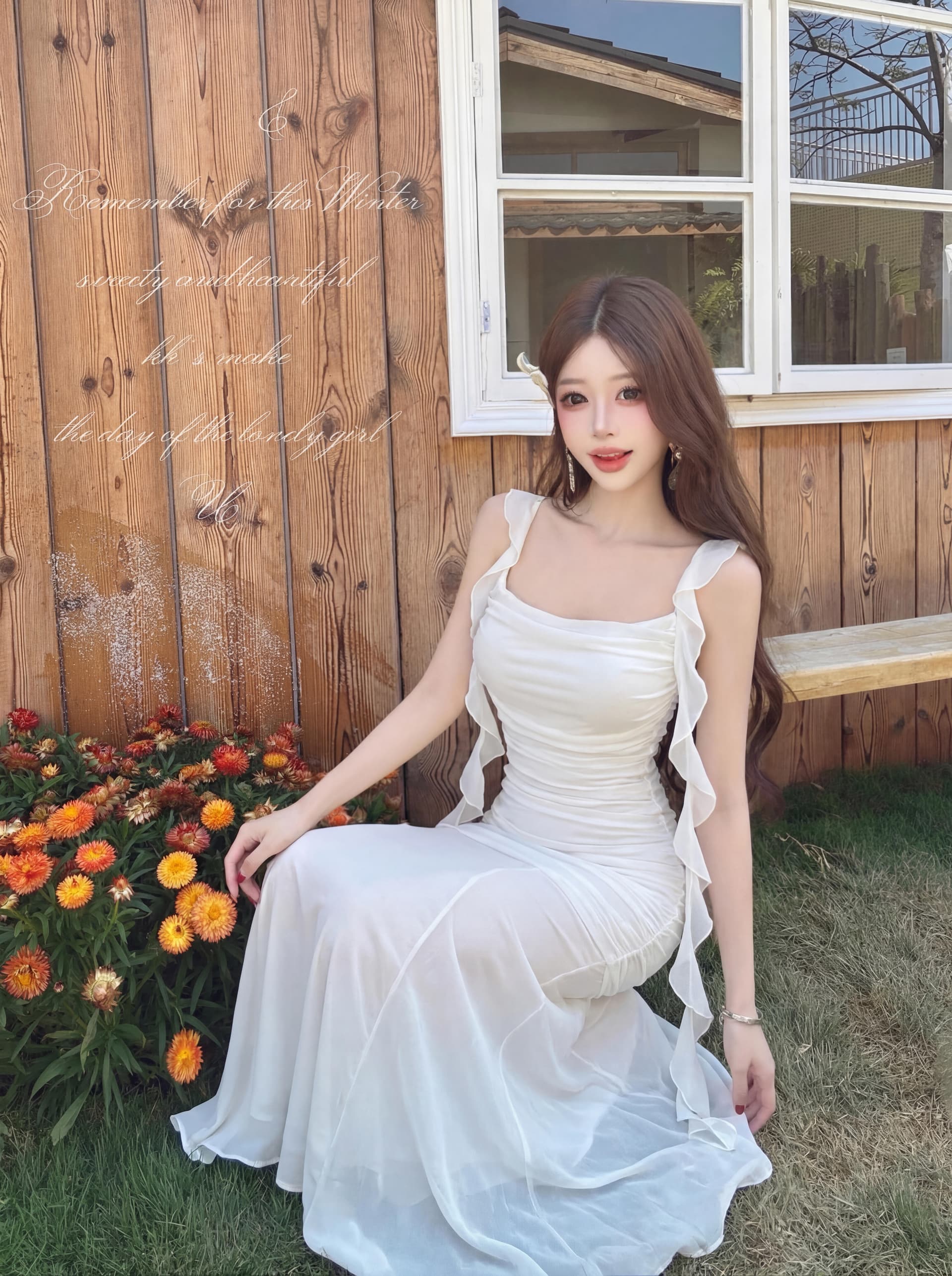 실사 슈퍼 요정 아름다운 흔들다 칼라 슬립 질감 우아한 드레스 고급 센스 미니멀리즘 해변가 휴가 주름 장식 롱 스커트 상세 이미지 6