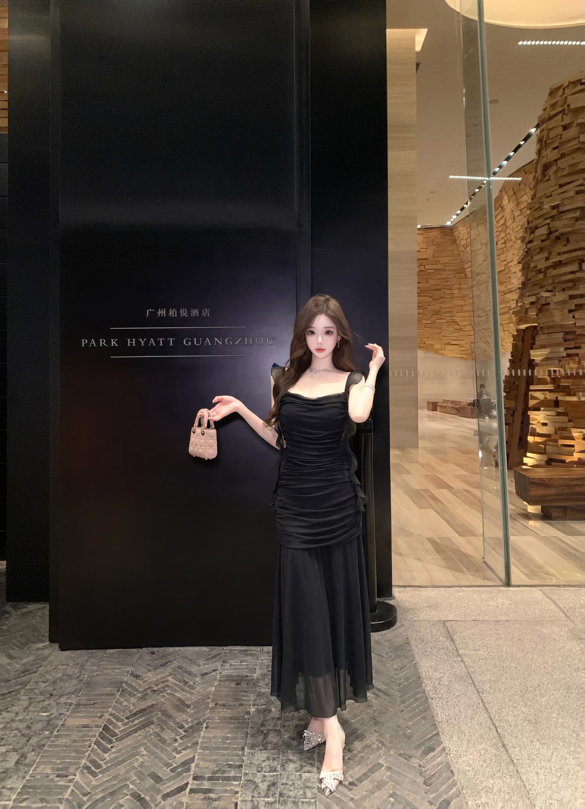 실사 슈퍼 요정 아름다운 흔들다 칼라 슬립 질감 우아한 드레스 고급 센스 미니멀리즘 해변가 휴가 주름 장식 롱 스커트 상세 이미지 16