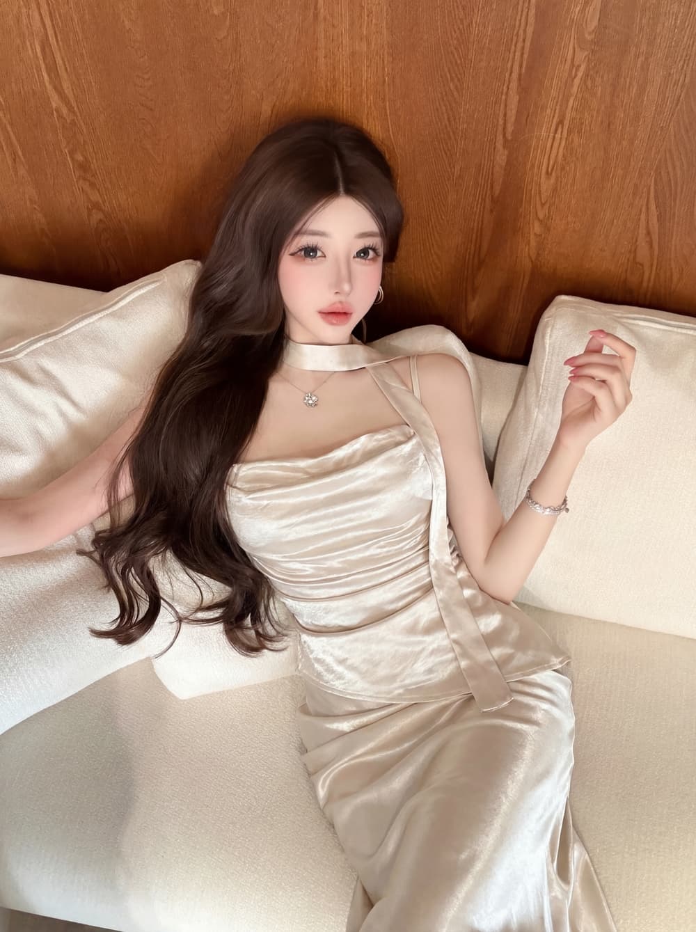 실사 고급 센스 프랑스식 아름다운 섹시함 순수한 욕망 타이트 스커트 인어 꼬리 중간 길이 페이크 레이어드 새틴 예복 기본 스커트 상세 이미지 20
