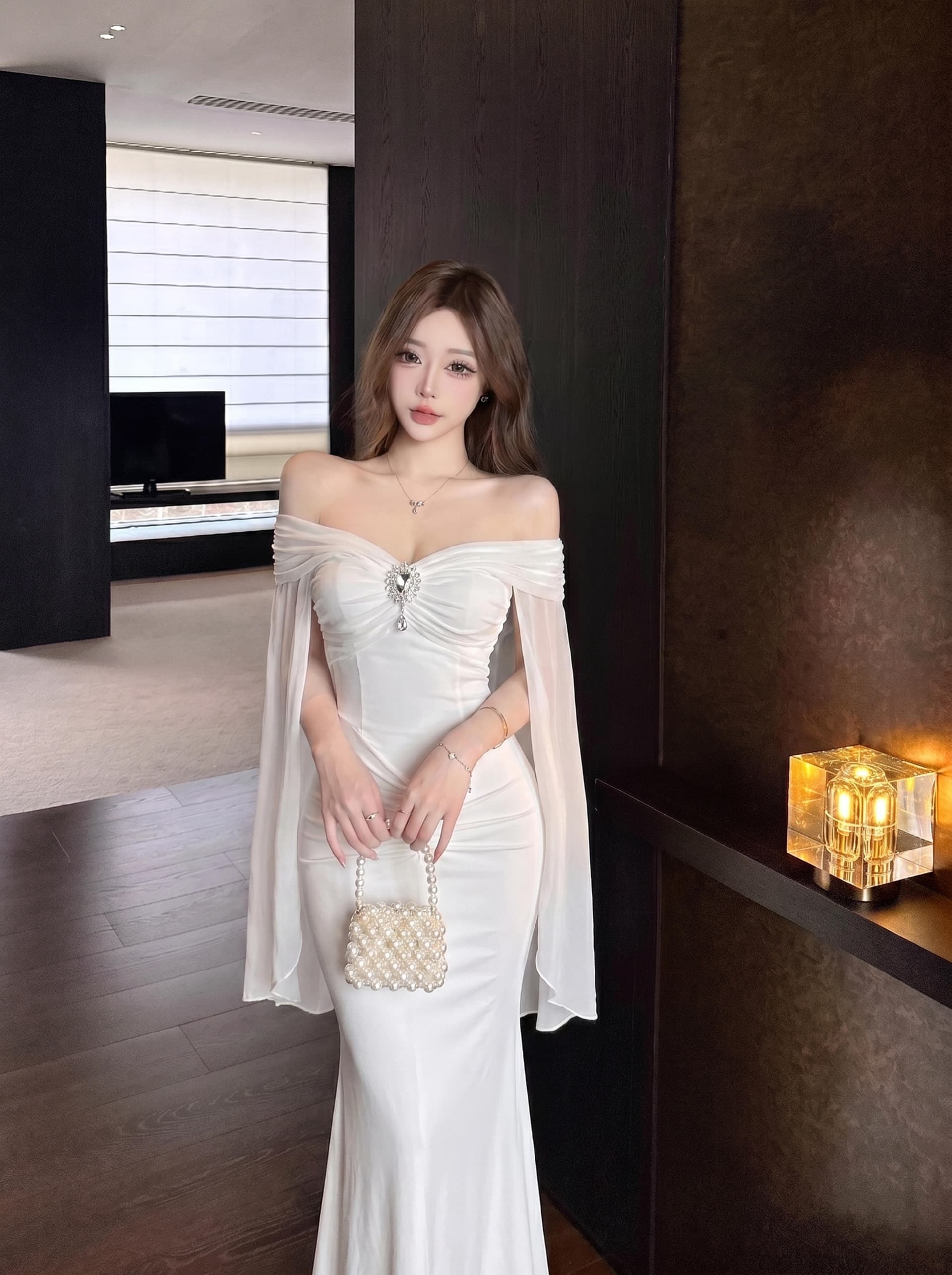 실사 순수한 욕망 절묘한 감기 센스 망사 패치워크 V넥 숄 작은 대중 몸매 가꾸기 Chic 휴가 예복 요정 치마 상세 이미지 2