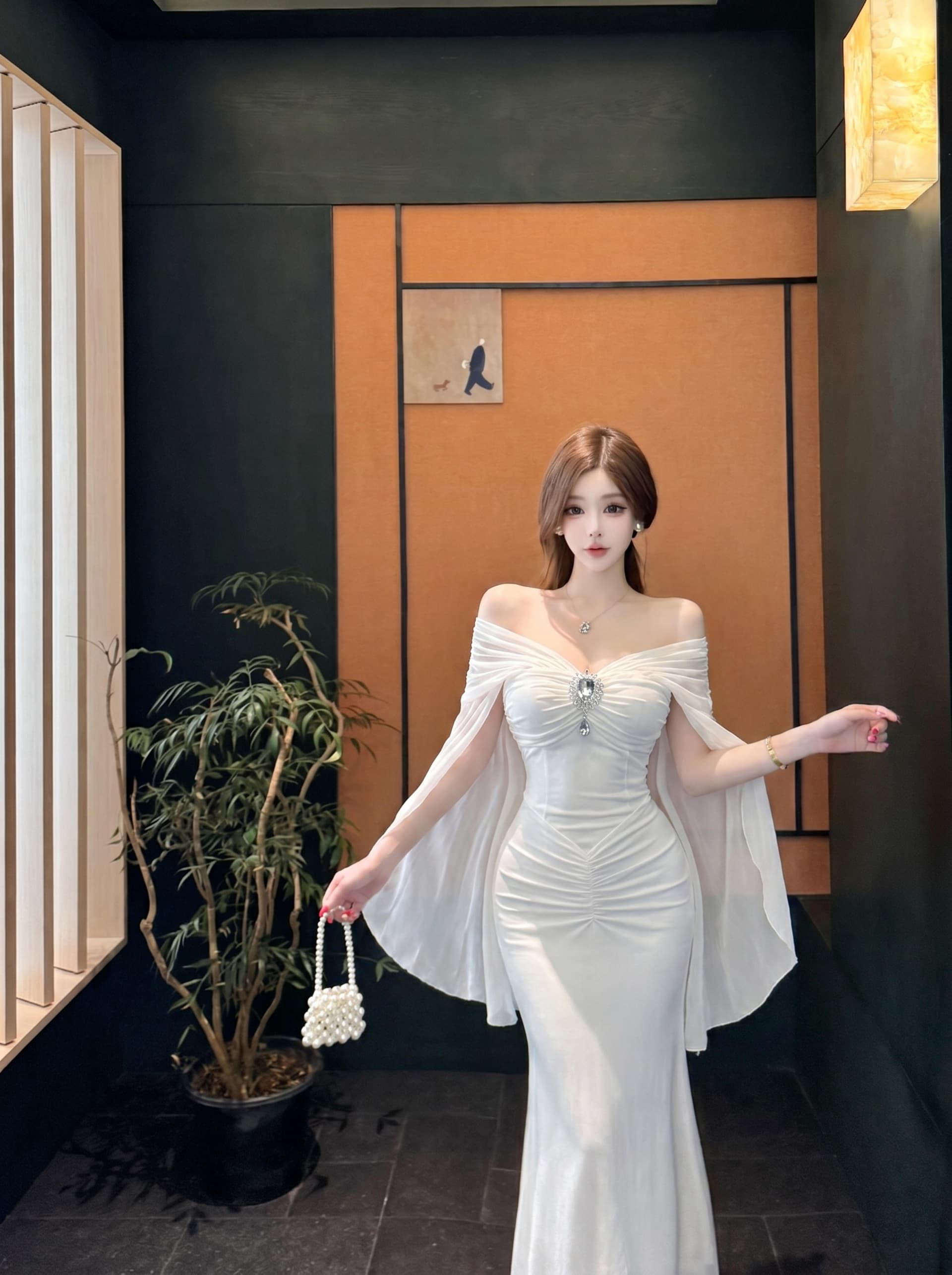 실사 순수한 욕망 절묘한 감기 센스 망사 패치워크 V넥 숄 작은 대중 몸매 가꾸기 Chic 휴가 예복 요정 치마 상세 이미지 3
