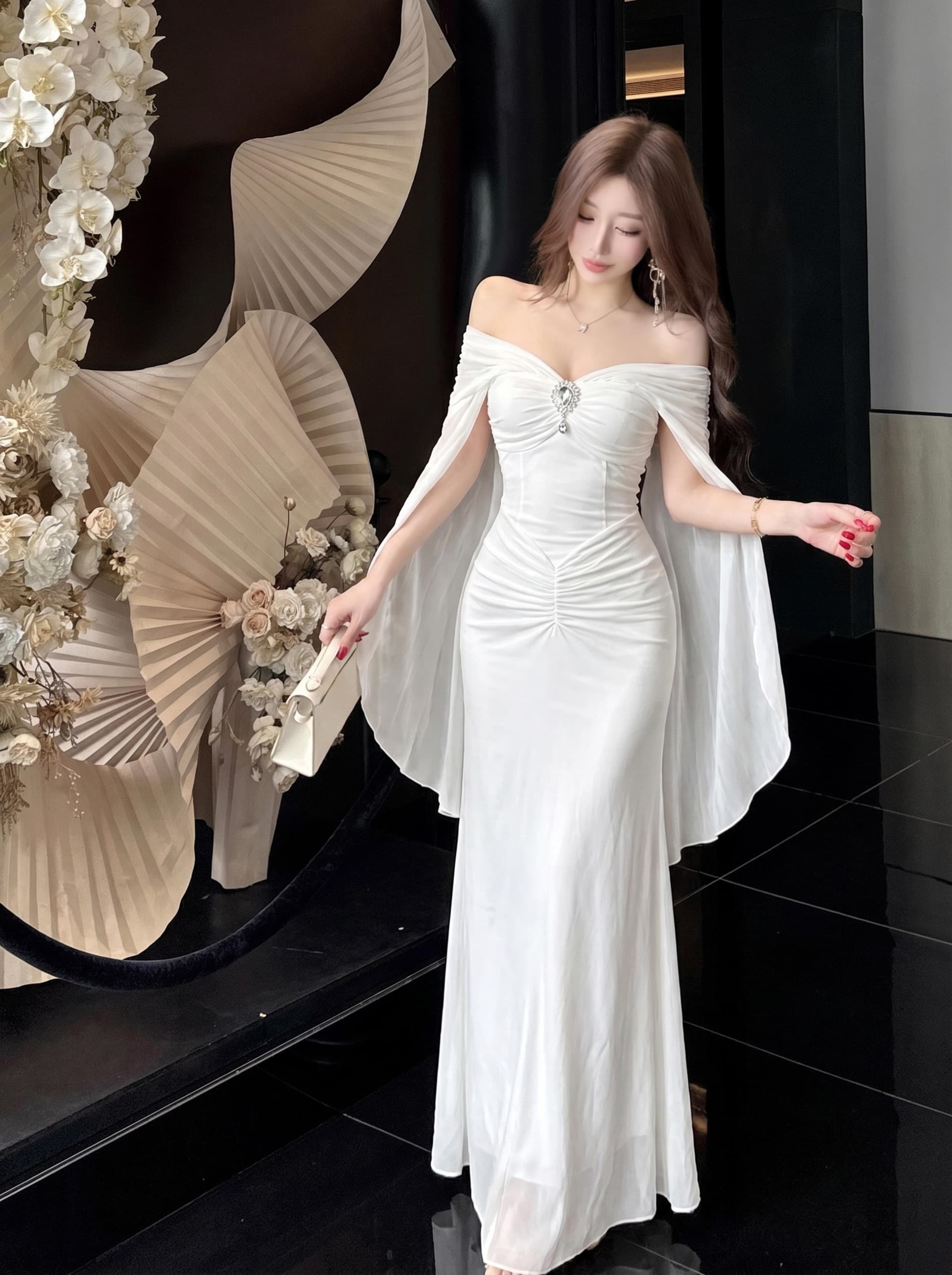 실사 순수한 욕망 절묘한 감기 센스 망사 패치워크 V넥 숄 작은 대중 몸매 가꾸기 Chic 휴가 예복 요정 치마 상세 이미지 10