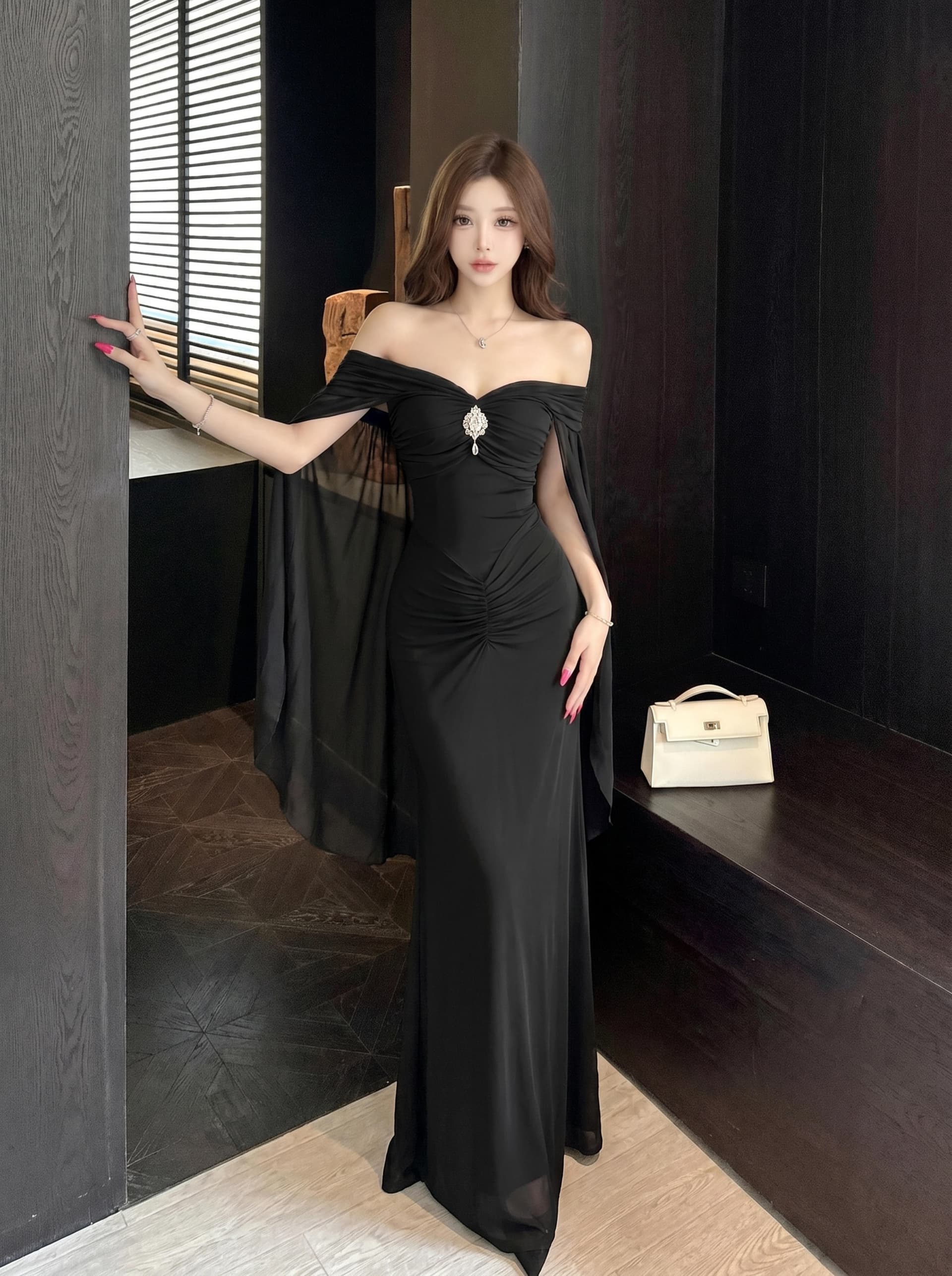 실사 순수한 욕망 절묘한 감기 센스 망사 패치워크 V넥 숄 작은 대중 몸매 가꾸기 Chic 휴가 예복 요정 치마 상세 이미지 19