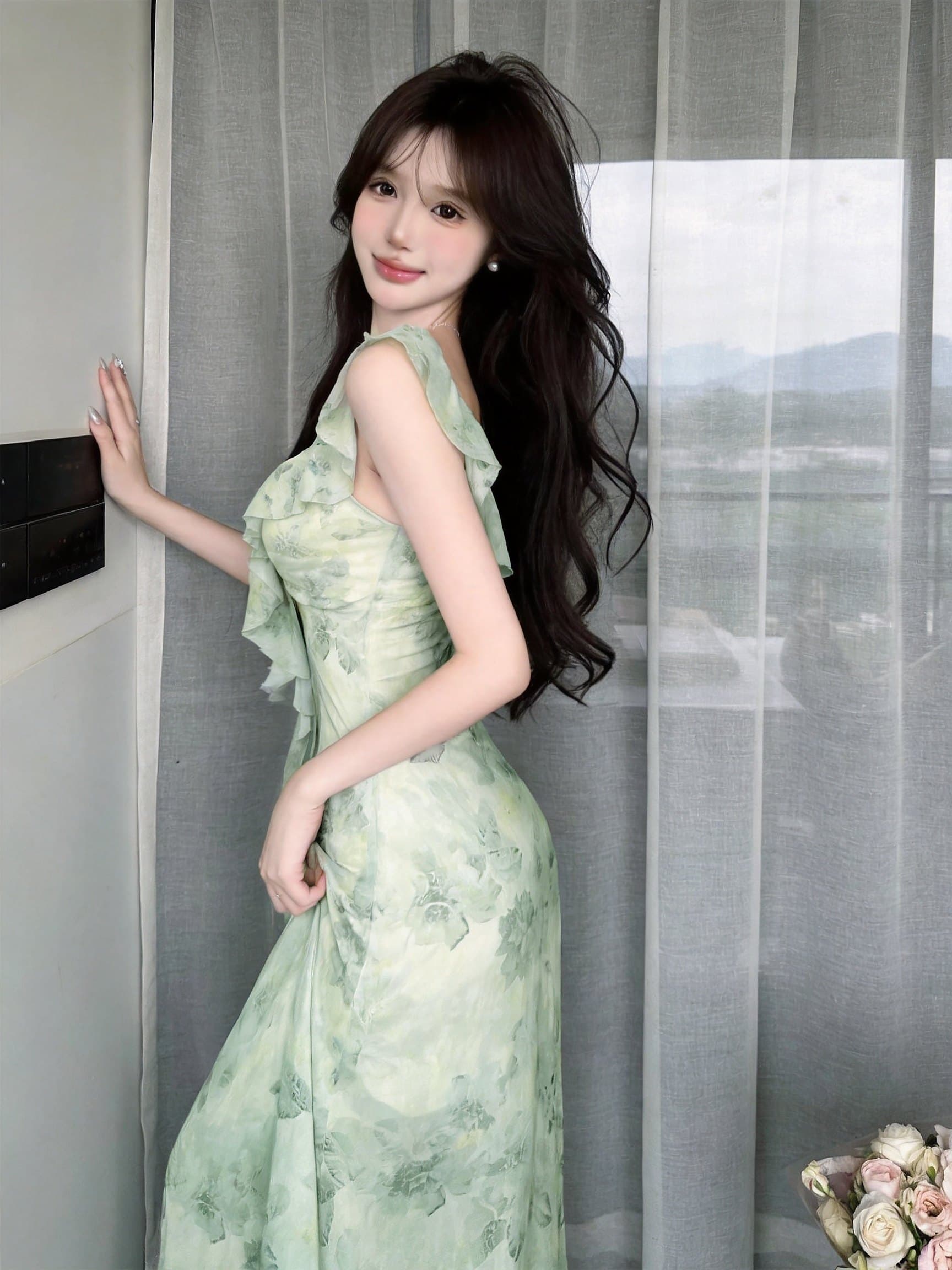 실사 여름 프랑스식 품격 신선함 우아함 품격 여성 드레스 부드러운 바람 작은 날다 소매 달콤함 휴가 치마 상세 이미지 30