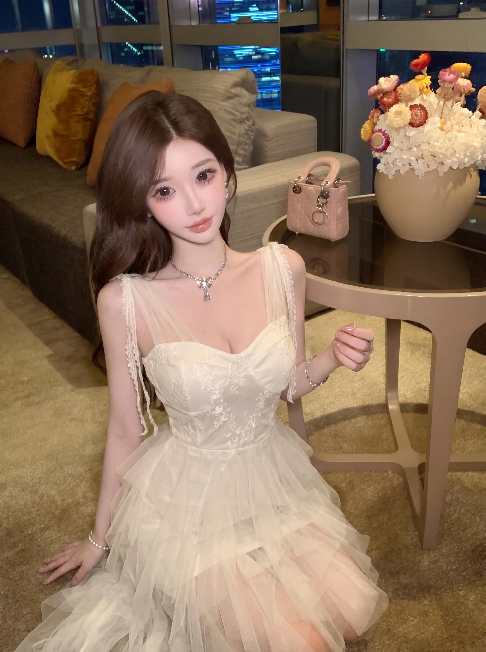 실사 프랑스식 그는 벤 바람 슈퍼 잘 생긴 슬립 망사 슬립 드레스 고유 한 아름다운 롱 스커트 여름 외국 가스 착용 가져 가라. 상세 이미지 9