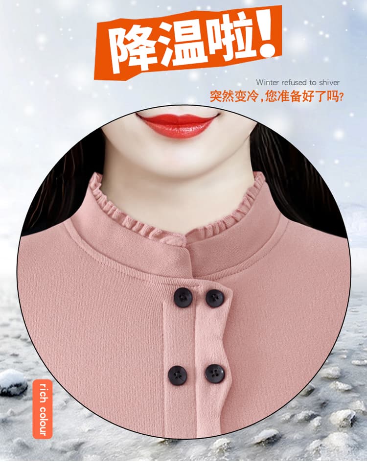 패션 양면 De 플러시 레이스 스탠드 칼라 단색 기본 셔츠 가을과 겨울 외국 가스 중년 엄마 슬림해 보이는 다용도 맨위 상세 이미지 6