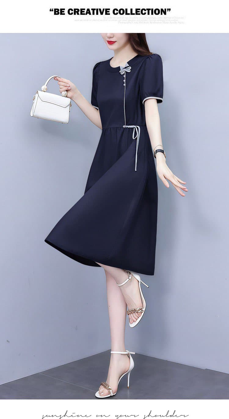 plyc 블루 여름 신제품 드레스 품격 슬림해 보이는 몸매 가꾸기 여성 의류 패션 만나는 허리 수축 외국 가스 상세 이미지 13