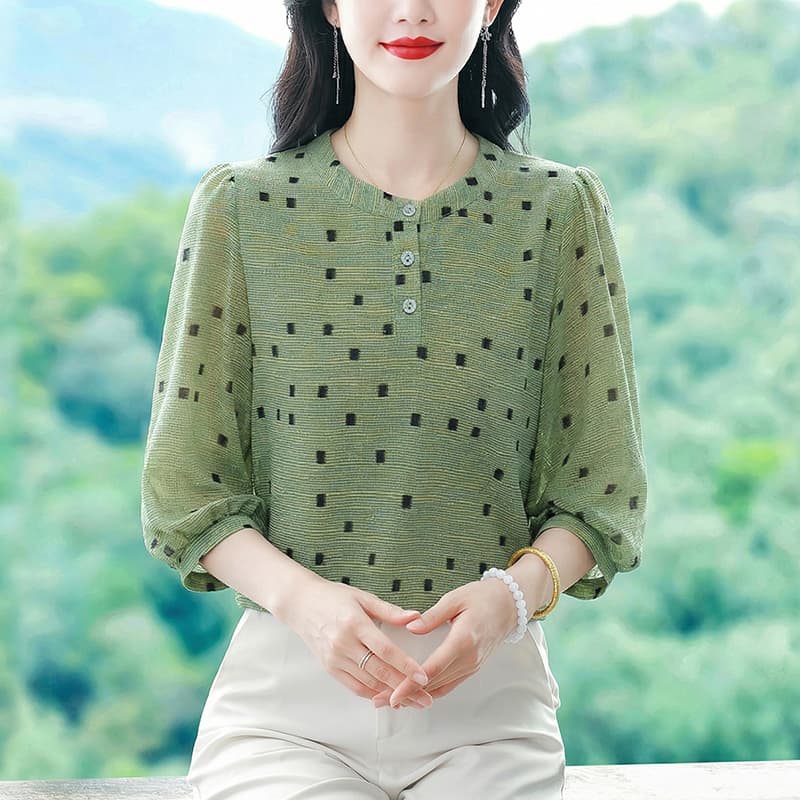 2026 여름 셔츠 슬림해 보이는 디자인 캐주얼 루즈핏 표지 고기 맨위 여성 패션 쉬폰 블라우스 품격