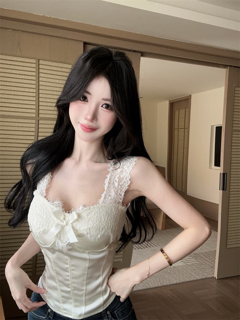 실사 정가 순수한 욕망 섹시함 레이스 생선뼈 코르셋 나만의 것을 가져와 라. 가슴 패드 외출용 캐미솔 맨위 이미지 2