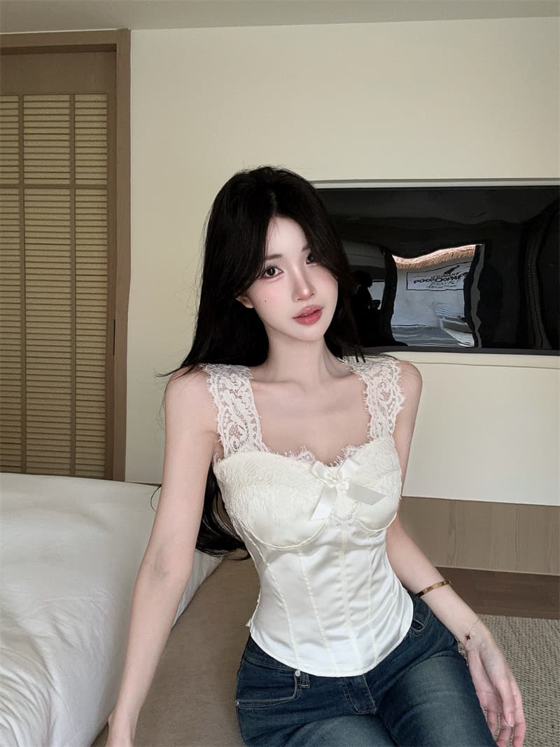 실사 정가 순수한 욕망 섹시함 레이스 생선뼈 코르셋 나만의 것을 가져와 라. 가슴 패드 외출용 캐미솔 맨위 상세 이미지 9
