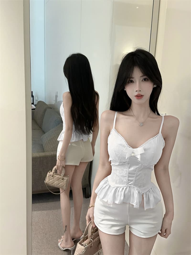 실사 정가 레이스 새틴 망사 캐미솔 여름 몸매 가꾸기 슬림해 보이는 순수한 욕망 맨위 상세 이미지 12