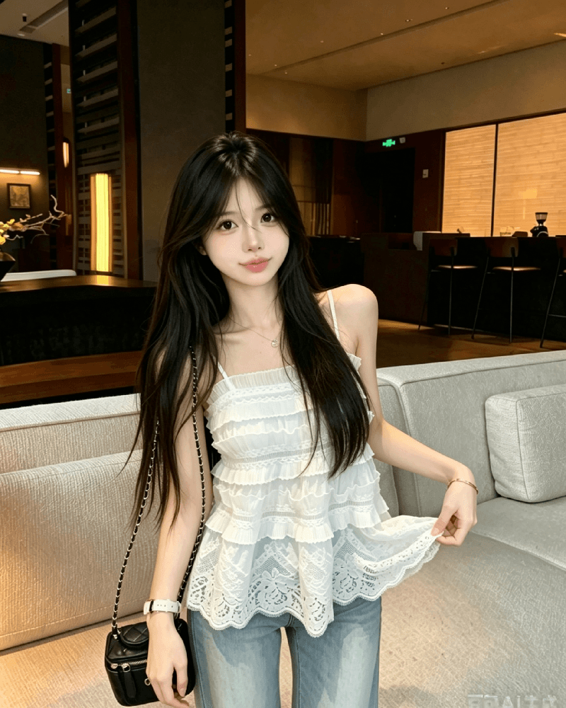 실사 정가 무거운 작업 레이스 조각 인형 셔츠 2026 순수한 욕망 외출용 슬립 여성 셔츠 상세 이미지 7