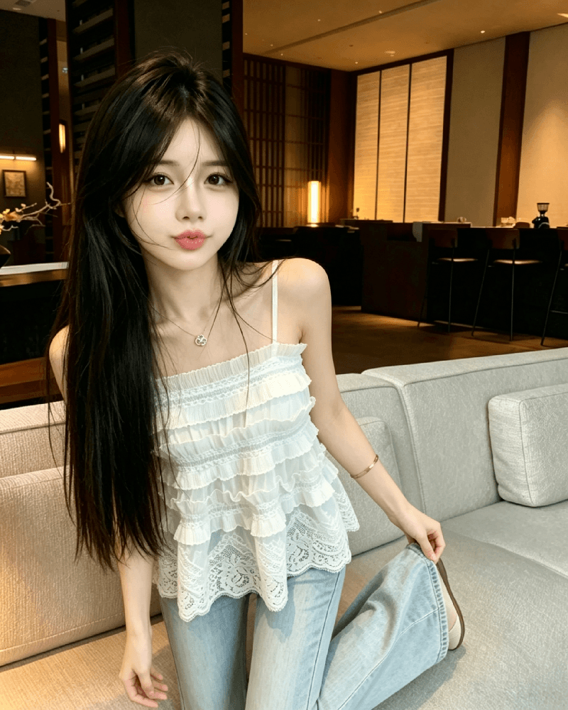 실사 정가 무거운 작업 레이스 조각 인형 셔츠 2026 순수한 욕망 외출용 슬립 여성 셔츠 상세 이미지 9