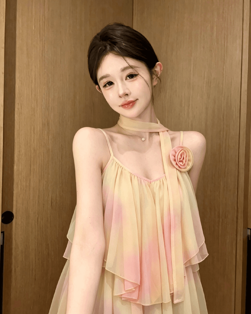 실사 정가 그라데이션 색상 시폰 셔츠 여성 여름 작은 대중 디자인 센스 루즈핏 슬림해 보이는 아름다운 슬립 맨위 상세 이미지 2