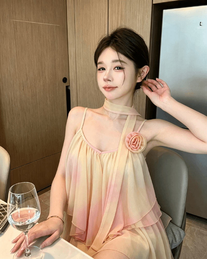 실사 정가 그라데이션 색상 시폰 셔츠 여성 여름 작은 대중 디자인 센스 루즈핏 슬림해 보이는 아름다운 슬립 맨위 상세 이미지 3