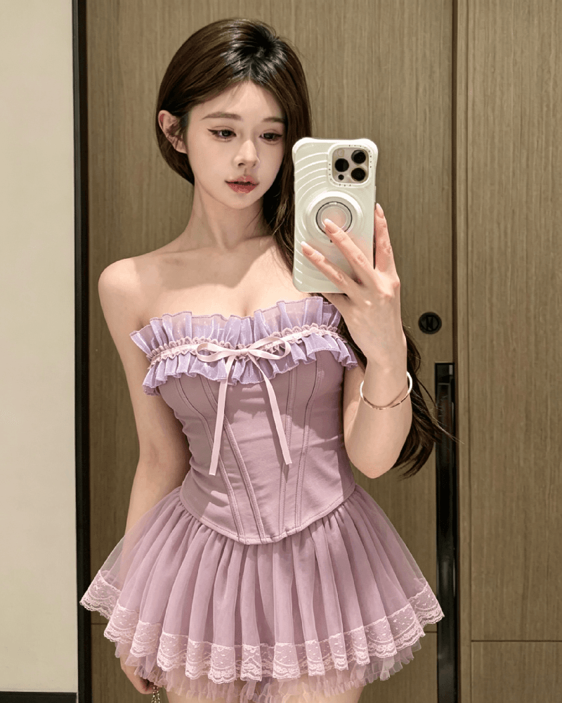 실사 정가 순수한 욕망 핫걸 레이스 레이스 튜브탑 여성 여름 외출용 품격 생선뼈 디자인 슬림해 보이는 맨위 상세 이미지 9