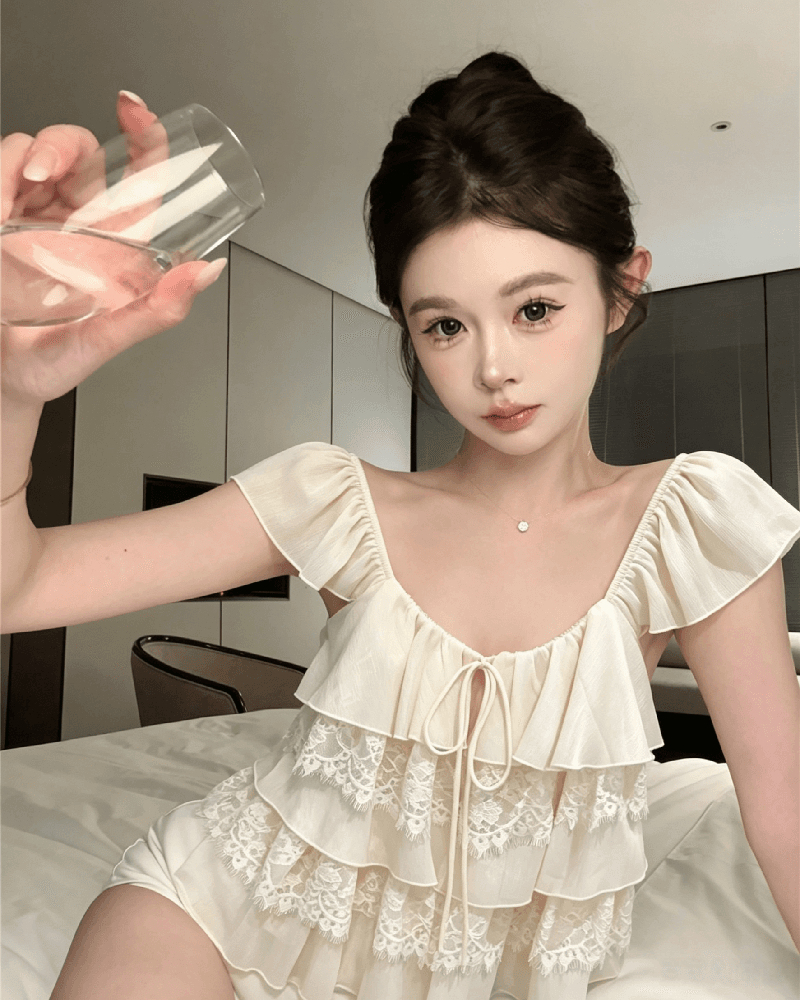 실사 정가 프랑스식 Feifei 소매 레이스 조각 쉬폰 작은 셔츠 여성 여름 순수한 욕망 한 부서 디자인 센스 루즈핏 맨위 상세 이미지 7