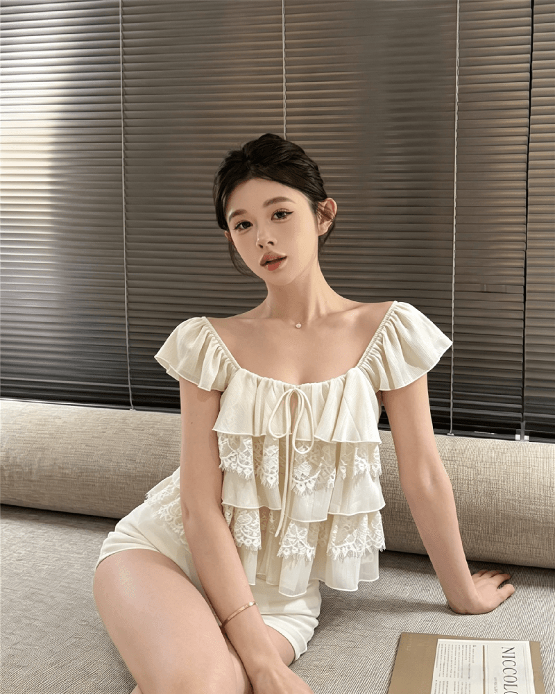 실사 정가 프랑스식 Feifei 소매 레이스 조각 쉬폰 작은 셔츠 여성 여름 순수한 욕망 한 부서 디자인 센스 루즈핏 맨위 상세 이미지 9