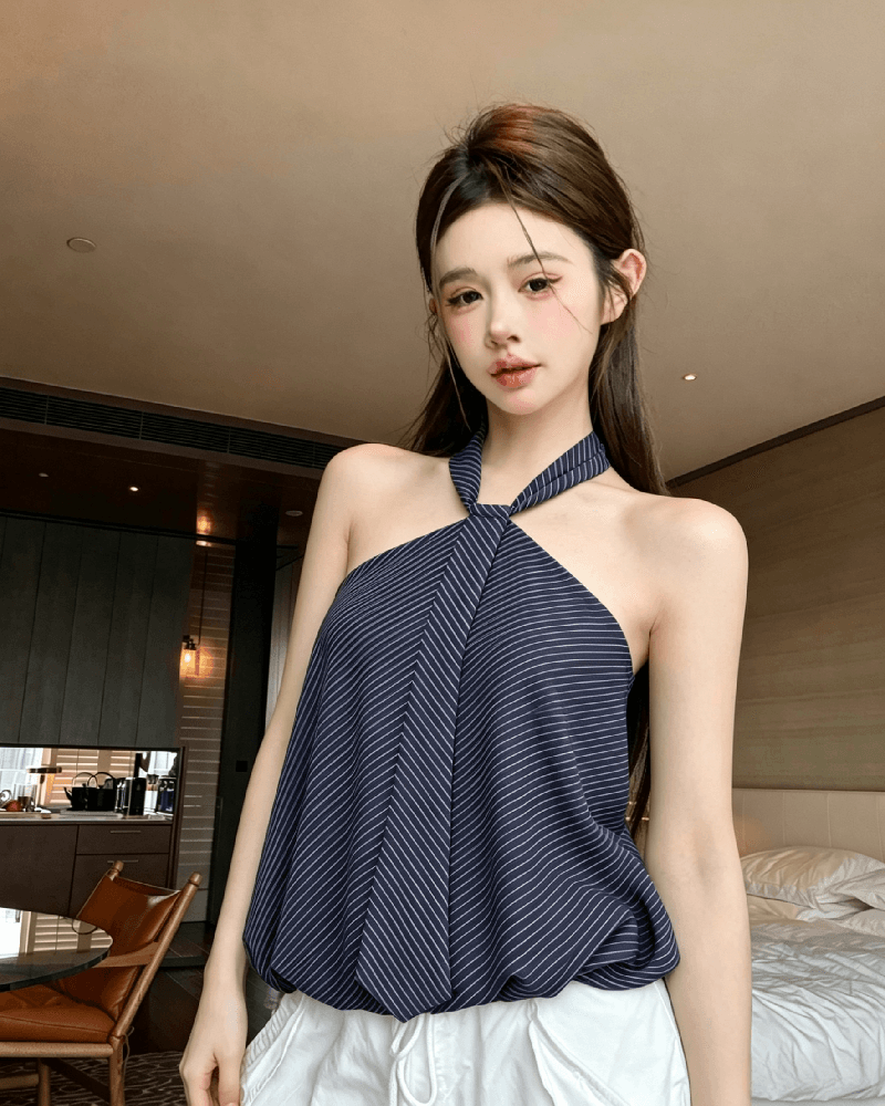 실사 정가 행침 목 흑백 줄무늬 튜브탑 꽃밭 캐주얼 다용도 한 부서 여성 여름 민소매 루즈핏 맨위 상세 이미지 14