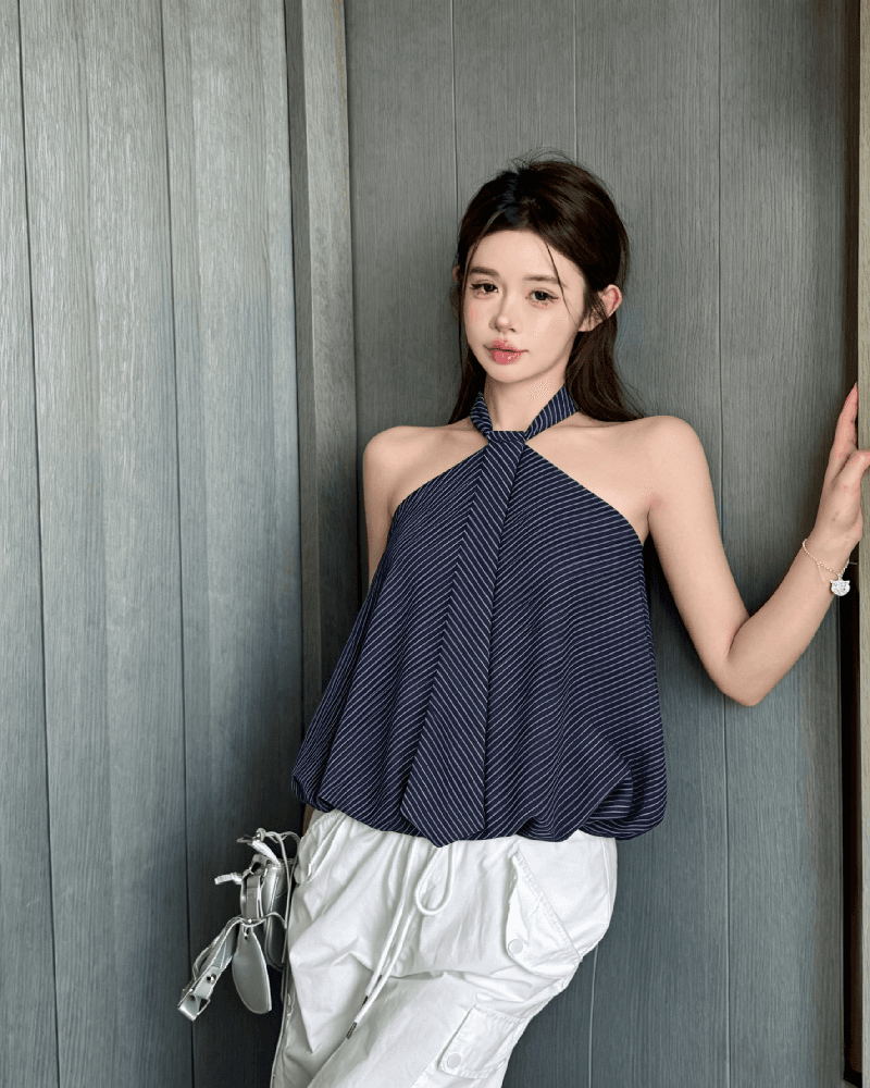 실사 정가 행침 목 흑백 줄무늬 튜브탑 꽃밭 캐주얼 다용도 한 부서 여성 여름 민소매 루즈핏 맨위 상세 이미지 17