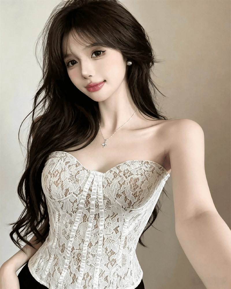 실사 정가 섹시함 레이스 생선뼈 튜브탑 캐미솔 여름 몸매 가꾸기 핫걸 슬림해 보이는 벨트 가슴 패드 의류 상세 이미지 1