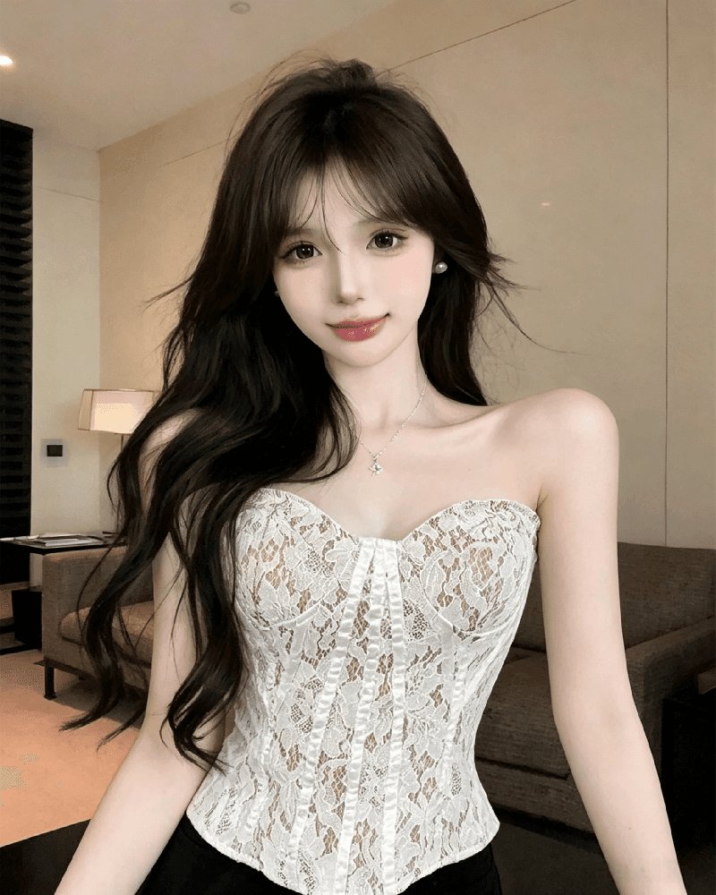 실사 정가 섹시함 레이스 생선뼈 튜브탑 캐미솔 여름 몸매 가꾸기 핫걸 슬림해 보이는 벨트 가슴 패드 의류 상세 이미지 2