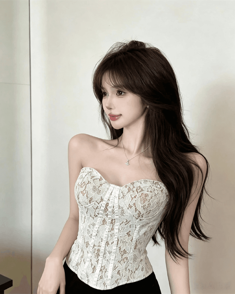 실사 정가 섹시함 레이스 생선뼈 튜브탑 캐미솔 여름 몸매 가꾸기 핫걸 슬림해 보이는 벨트 가슴 패드 의류 상세 이미지 7