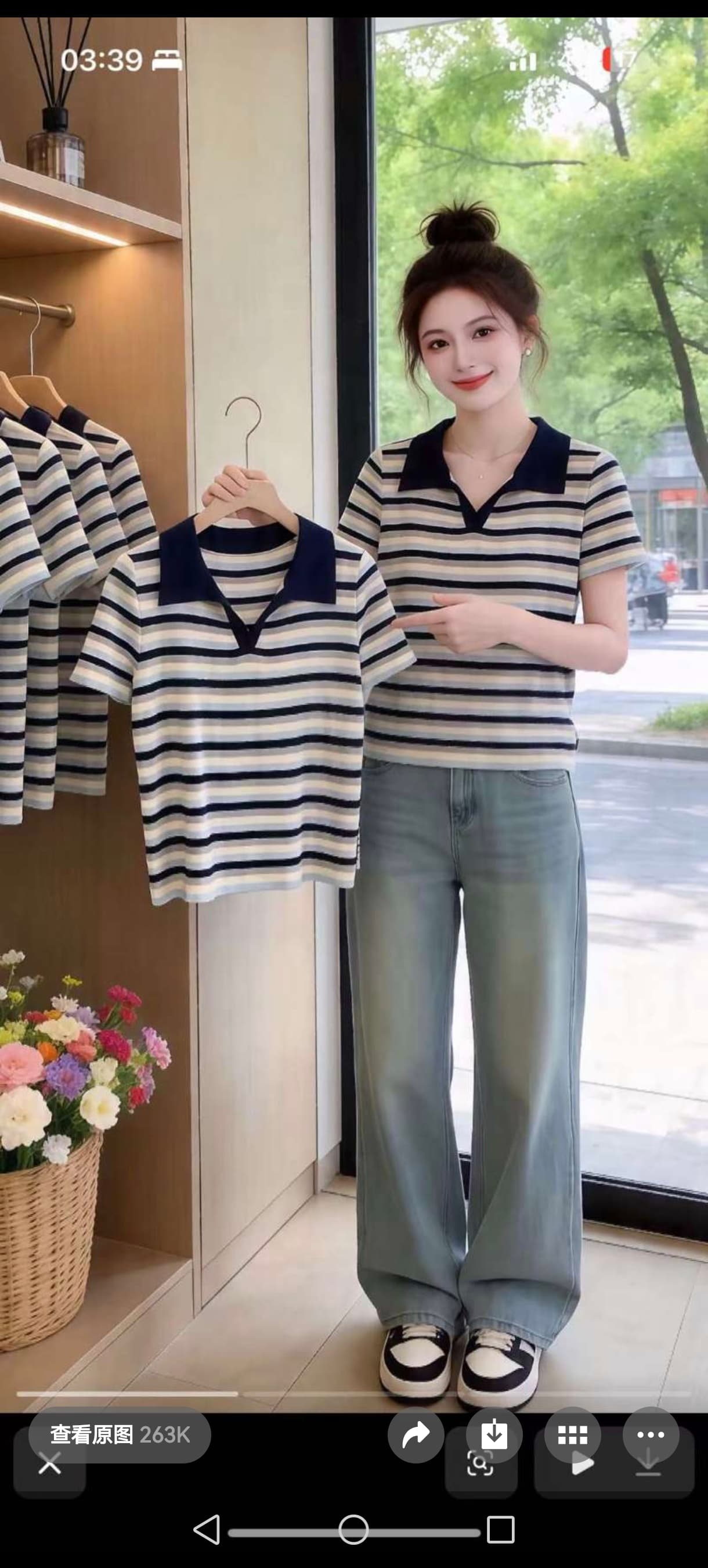 2026 여름 새로운 배색 스트라이프 POLO 칼라 반팔 티셔츠 여자 루즈핏 슬림해 보이는 다용도 레트로 스타일 맨위 상세 이미지 7