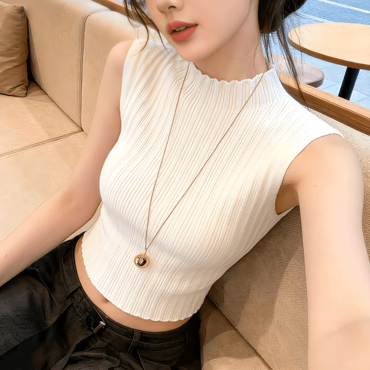한 부서 반하이넥 민소매 니트 조끼 여성 2026 여름 외출용 품격 다용도 만나는 맨위 상세 이미지 4