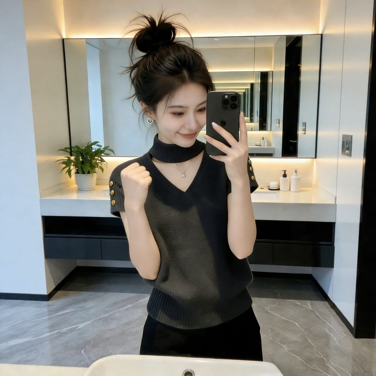 회색 행침 목 V넥 몸매 가꾸기 니트 반팔 티셔츠 여성 2026 여름 고급 센스 고유 한 아름다운 슈퍼 화재로 의류