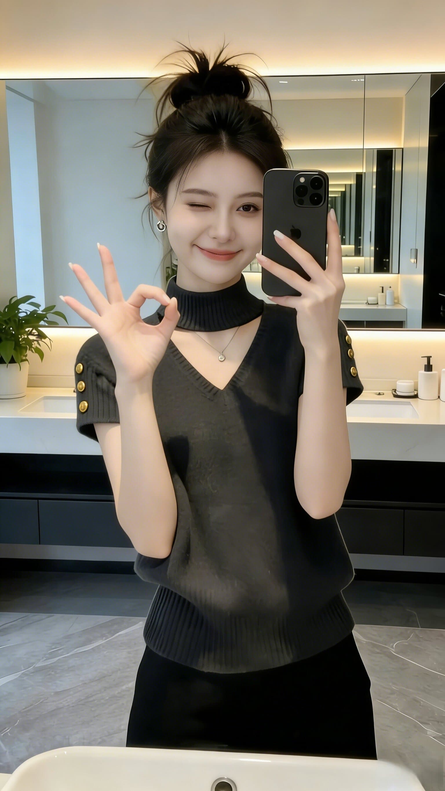 회색 행침 목 V넥 몸매 가꾸기 니트 반팔 티셔츠 여성 2026 여름 고급 센스 고유 한 아름다운 슈퍼 화재로 의류 상세 이미지 8