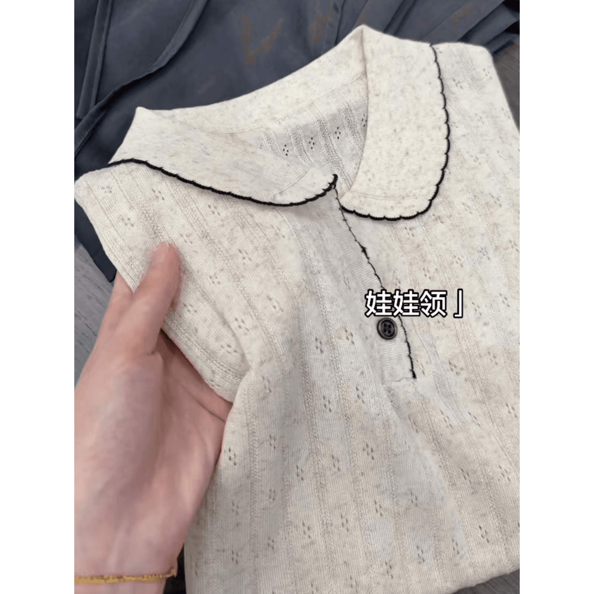 POLO 칼라 배색 측면 니트 반팔 다용도 외국 가스 부드러운 출퇴근 맨위 편안함 부드러운 찹쌀 주간 실크 티셔츠 작은 셔츠 이미지 6