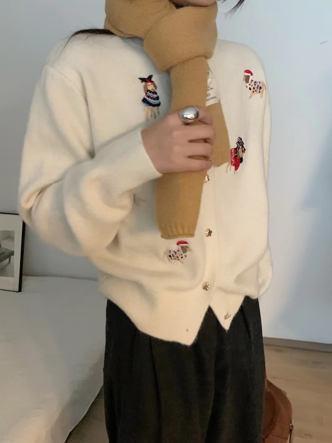 한국 스타일 자수 작은 말 라운드 넥 오픈 가디건 원본 금속 철 버클 무거운 작업 절묘한 맨위 2026 봄 새로운 상세 이미지 14