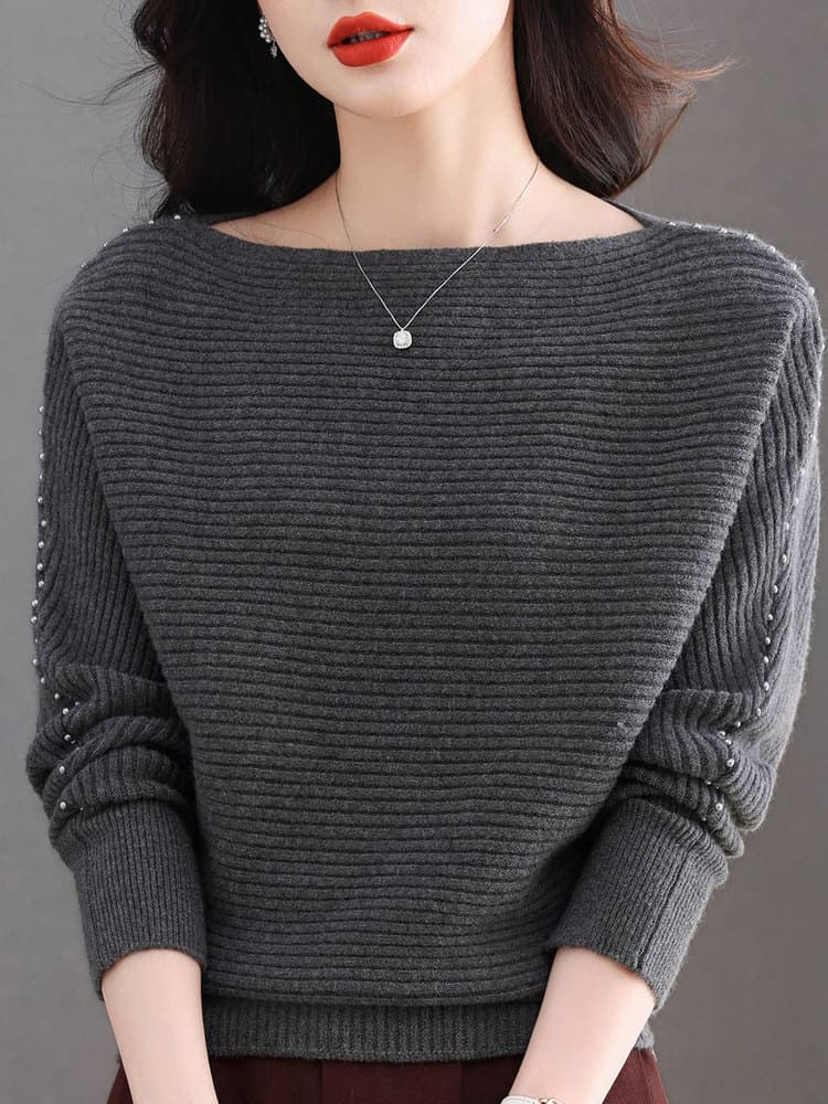 2026 봄 가을 카디건 여성 보트넥 스웨터 루즈핏 니트 인사이드 가져 가라. 만나는 맨위 박쥐 셔츠 이미지 5