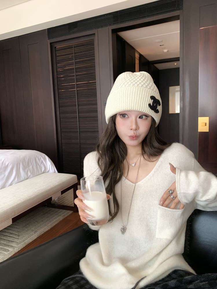 편안함 부드러운 찹쌀 양모 토끼털 혼방 무봉제 캠코더 ji ~까지 평범한 게으른 V넥 니트 스웨터 상세 이미지 2