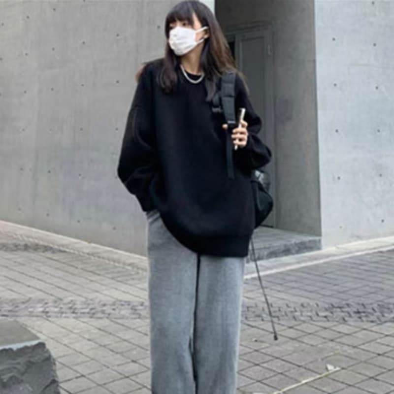 느긋한 바람 단색 레트로 슈퍼 잘 생긴 스웨터 여자 가을 겨울 루즈핏 캐주얼 부드러운 찹쌀 두꺼운 인사이드 가져 가라. 만나는 니트 스웨터 이미지 4