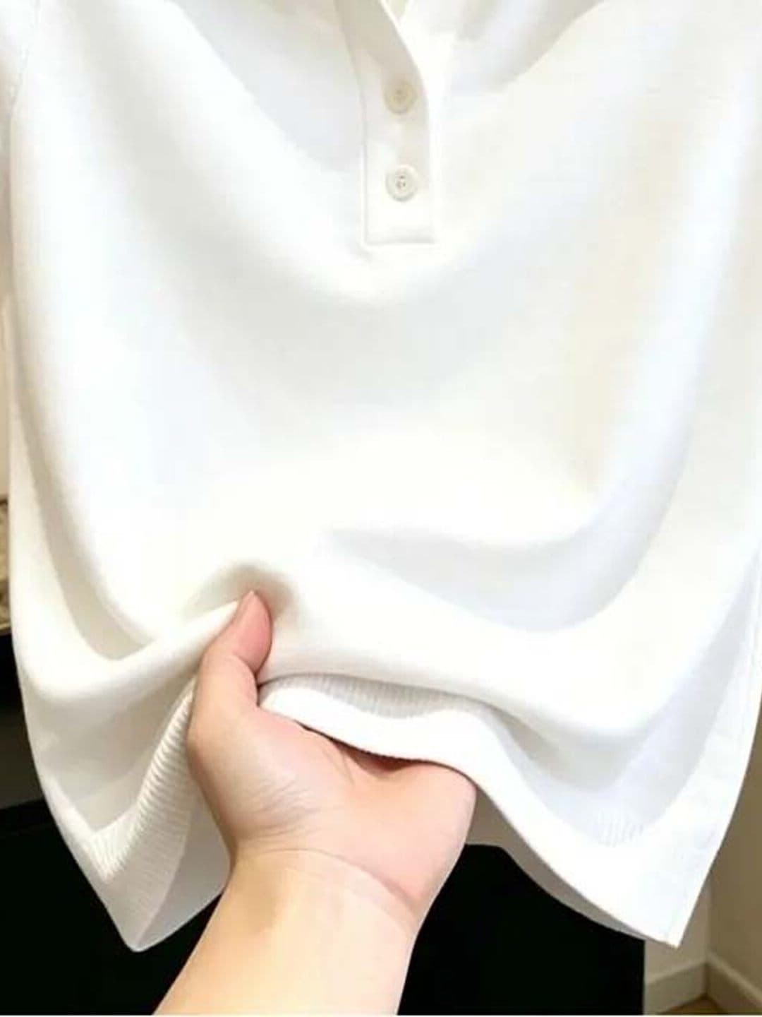 배색 POLO 칼라 반팔 니트 스웨터 여성 2026 여름 빅 사이즈 지방 mm 다용도 루즈핏 슬림해 보이는 출퇴근 바람 맨위 이미지 4