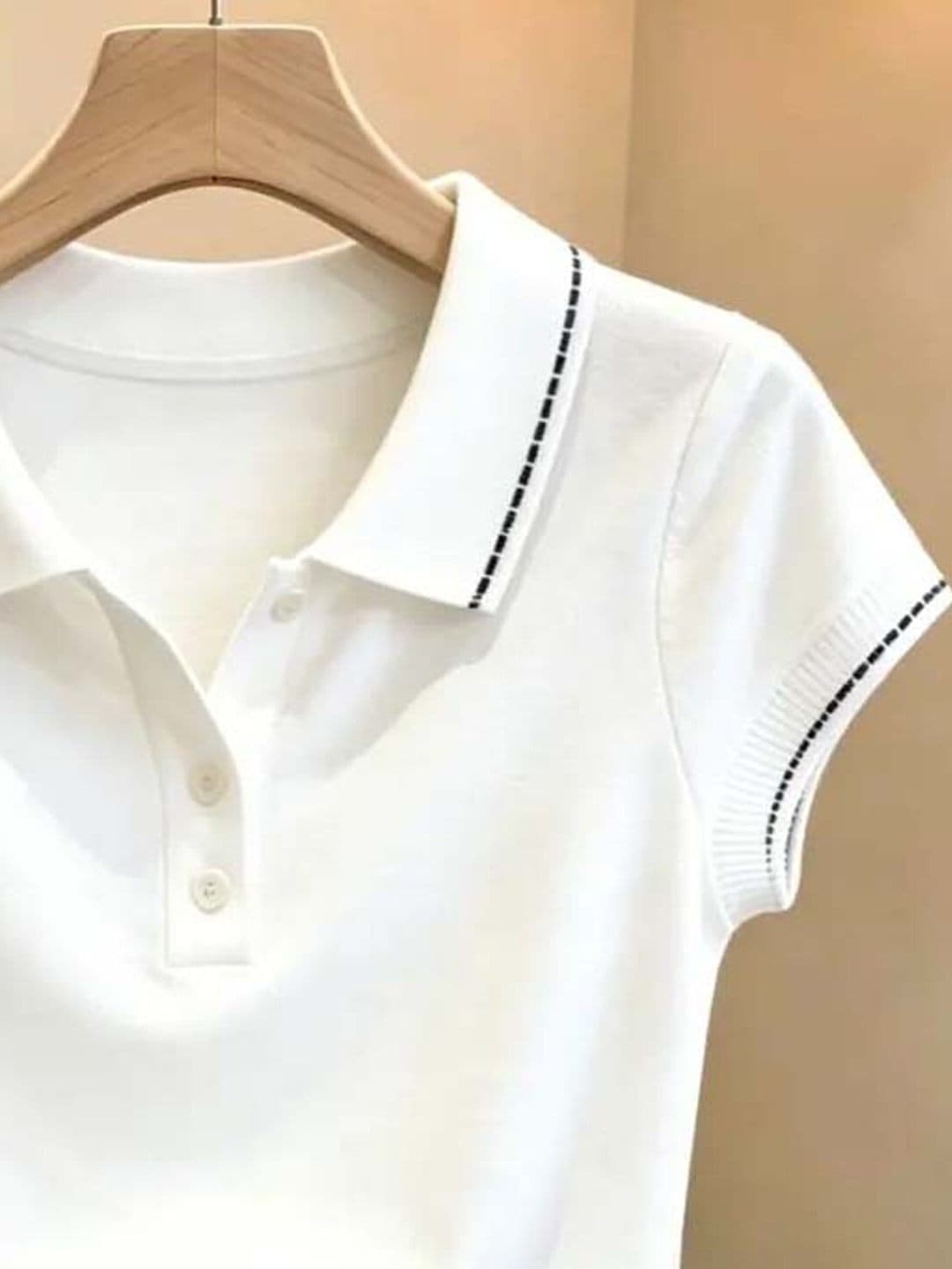배색 POLO 칼라 반팔 니트 스웨터 여성 2026 여름 빅 사이즈 지방 mm 다용도 루즈핏 슬림해 보이는 출퇴근 바람 맨위 상세 이미지 3