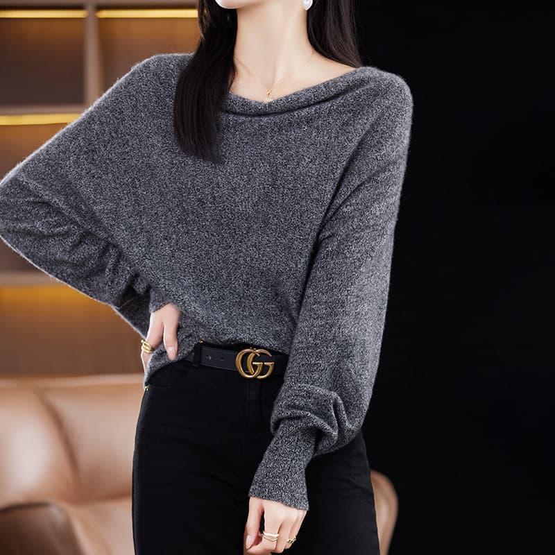 가을 겨울 새로운 흔들다 칼라 배트윙 소매 양모 스웨터 여성 루즈핏 니트 카디건 디자인 센스 외국 가스 풀오버 맨위 트렌디 이미지 3