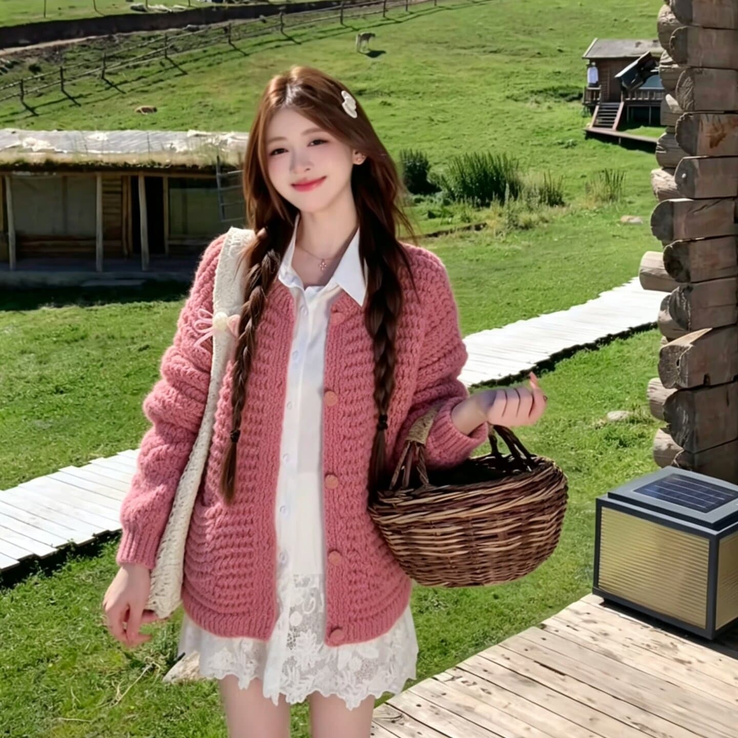 센 부서 레트로 황색 스웨터 오픈 가디건 여성 2026 가을 새로운 루즈핏 느긋한 바람 외부 가져 가라. 니트 재킷 맨위 상세 이미지 12