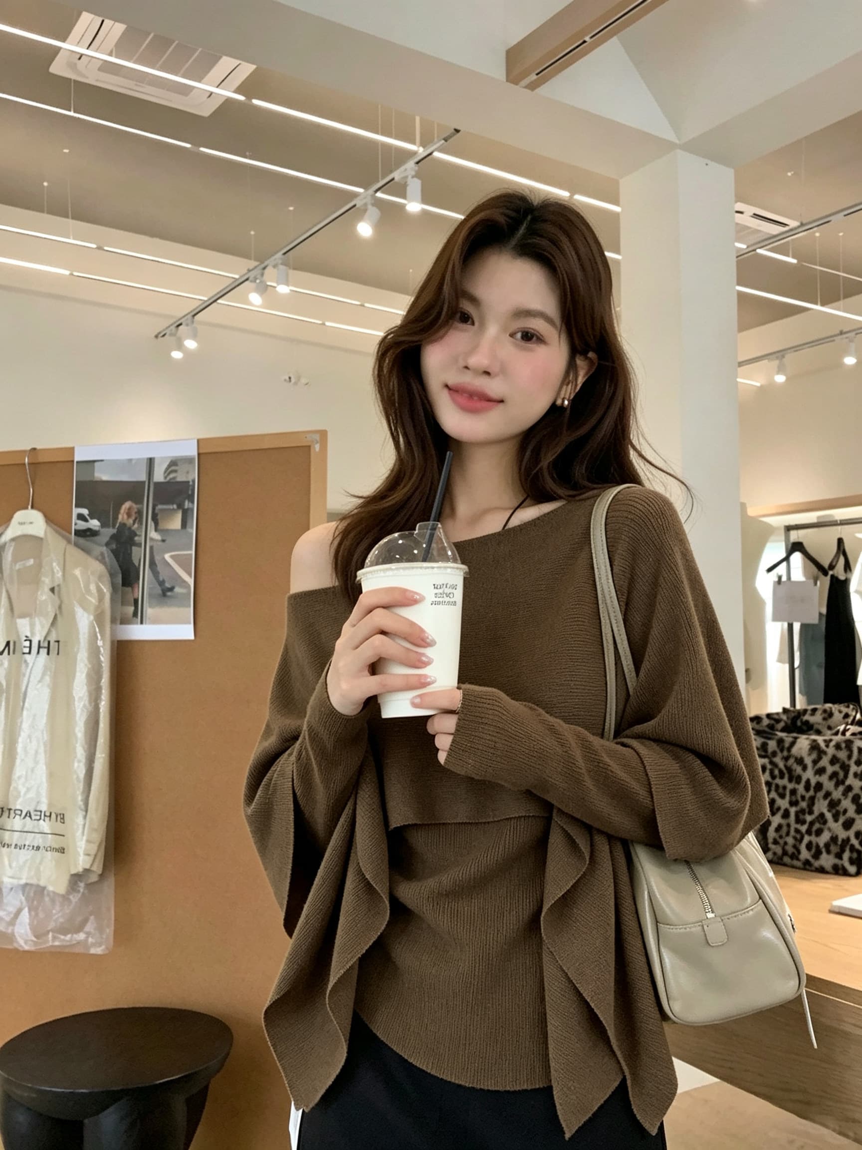 2026 새로운 프랑스식 보트넥 숄 긴팔 니트 스웨터 여성 여름 도루 센스 작은 대중 디자인 센스 얇은 스타일 맨위 이미지 2